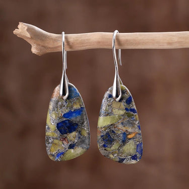 Drop Of Blue Jasper Dangle Earrings-Your Soul Place